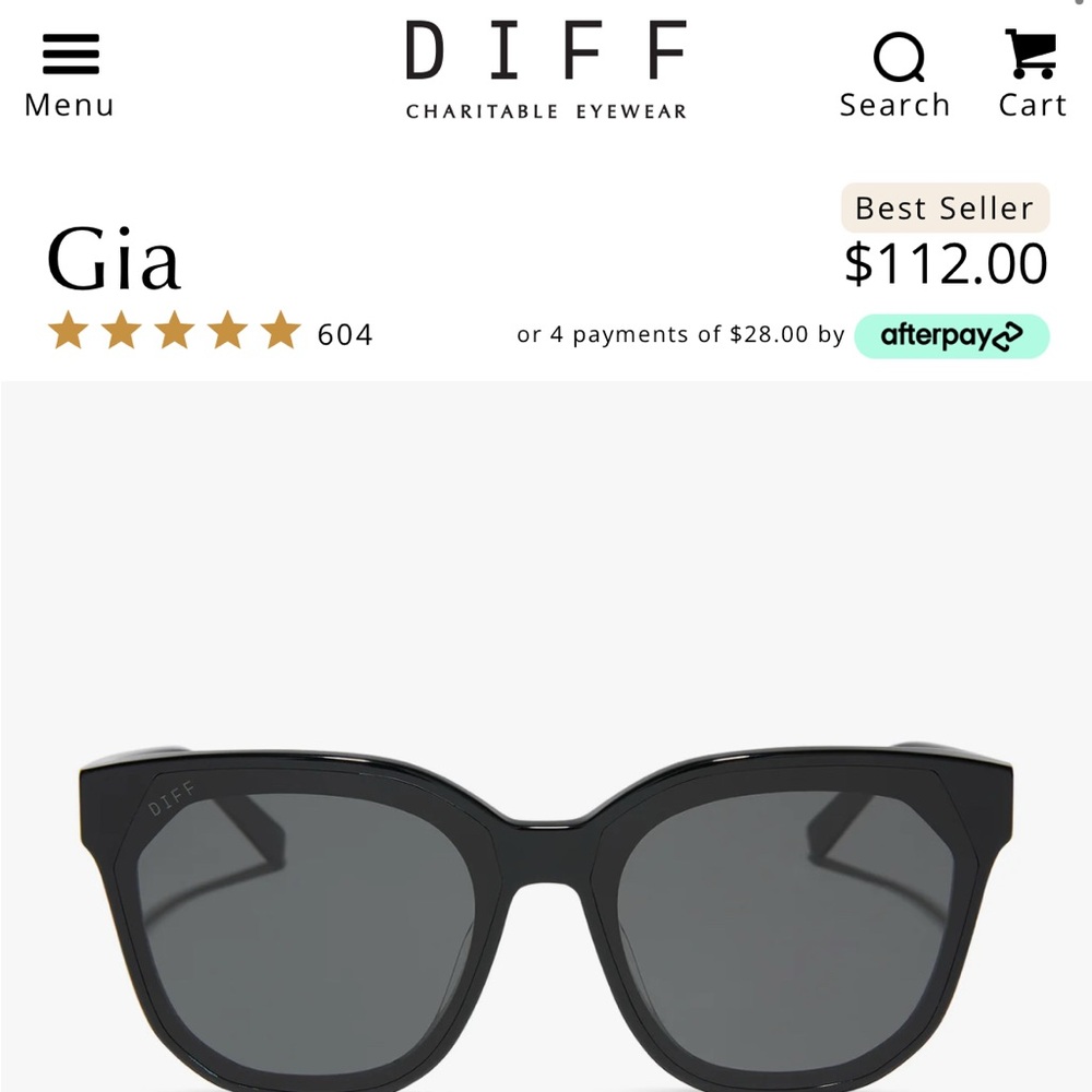Diff Eyewear Black Cat-Eye Sunglasses- Gia